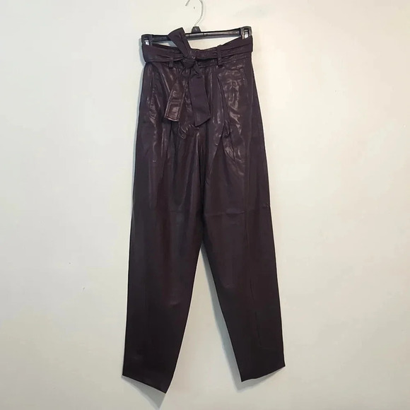 Blank NYC Vegan Leather Paper Bag Pants Burgundy Size 26 - Picture 1 of 3